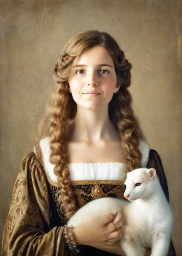 girl with dog,bouguereau,girl with bread-and-butter,domestic long-haired cat,child portrait,cat portrait,mystical portrait of a girl,milkmaid,portrait of a girl,girl with a dolphin,girl with cloth,napoleon cat,romantic portrait,fantasy portrait,mona lisa,cat sparrow,cat child,portrait of christi,cat image,girl in a historic way
