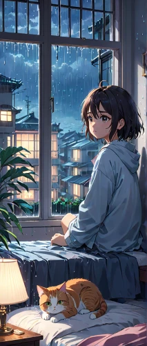 girl studying,rainy,rainy day,window sill,windowsill,rainy season,cold room,evening atmosphere,winter dream,in the evening,longing,light rain,after rain,atmosphere,summer evening,background image,winter morning,rainy weather,rain,winter background,Anime,Anime,Realistic