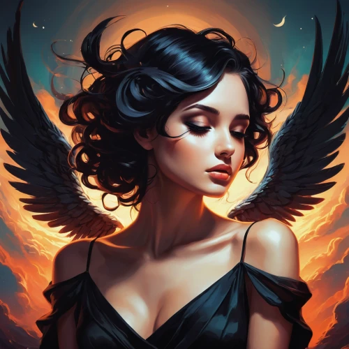 dark angel,black angel,angel wings,fire angel,fallen angel,winged heart,angel wing,baroque angel,angel girl,angel,winged,harpy,archangel,fantasy portrait,crying angel,angel of death,angelology,vintage angel,fantasy art,angel face,Conceptual Art,Fantasy,Fantasy 21