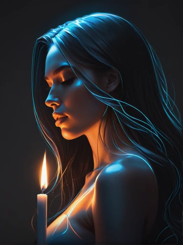 fire artist,burning candle,digital painting,candlelight,flameless candle,candle,fire-eater,burning candles,hand digital painting,world digital painting,digital art,blue enchantress,candlelights,burning hair,illuminate,candlemaker,candle light,mystical portrait of a girl,fantasy portrait,candle flame,Conceptual Art,Fantasy,Fantasy 03