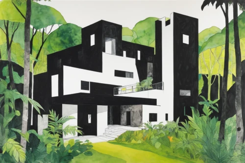 cubic house,cube house,house in the forest,cube stilt houses,tropical house,habitat 67,modern house,residential,cd cover,dunes house,archidaily,treehouse,inverted cottage,frame house,house painting,house drawing,modern architecture,eco hotel,arq,residential house,Illustration,Paper based,Paper Based 21