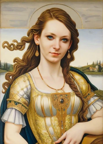 portrait of a girl,botticelli,cepora judith,mary-gold,joan of arc,young woman,portrait of a woman,angelica,artemisia,mona lisa,queen anne,celtic queen,girl with bread-and-butter,portrait of christi,girl in a historic way,fantasy portrait,lacerta,eufiliya,gothic portrait,young lady