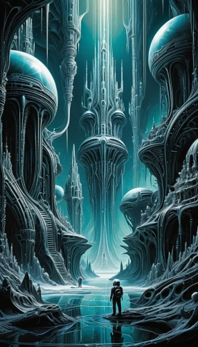 ice planet,ice castle,futuristic landscape,sci fiction illustration,alien world,alien planet,sci fi,stalagmite,mandelbulb,hall of the fallen,sci - fi,sci-fi,atlantis,ice cave,science fiction,fantasy landscape,underworld,ice hotel,ice landscape,fantasy art,Conceptual Art,Sci-Fi,Sci-Fi 02