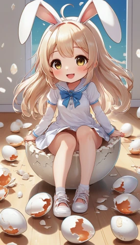 painting eggs,cocoa,meringue,white bunny,macaron,lots of eggs,cream bun,belarus byn,cooking chocolate,bowl of chocolate,cappuccino,poi,macaroon,kusa mochi,painting easter egg,bunny,pudding,cinnamon roll,bunnies,egg tray,Illustration,Japanese style,Japanese Style 19