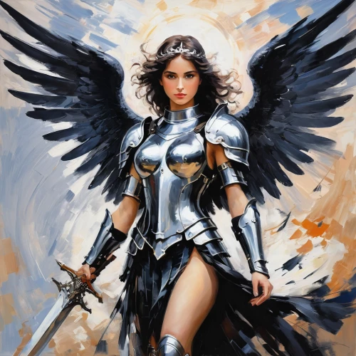 archangel,the archangel,dark angel,female warrior,warrior woman,fantasy woman,goddess of justice,wonderwoman,heroic fantasy,angel wing,athena,black angel,angels of the apocalypse,angel wings,fire angel,business angel,angelology,fantasy art,angel,angel girl,Conceptual Art,Oil color,Oil Color 10