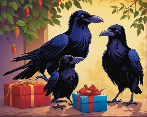 hooded crows,corvidae,hyacinth macaw,blue macaws,black macaws sari,ravens,crows,bird painting,nicobar pigeon,greater antillean grackle,blackbirds,grackle,raven bird,pair of pigeons,christmas animals,great-tailed grackle,murder of crows,two pigeons,modern christmas card,pigeons without a background,Illustration,Children,Children 01