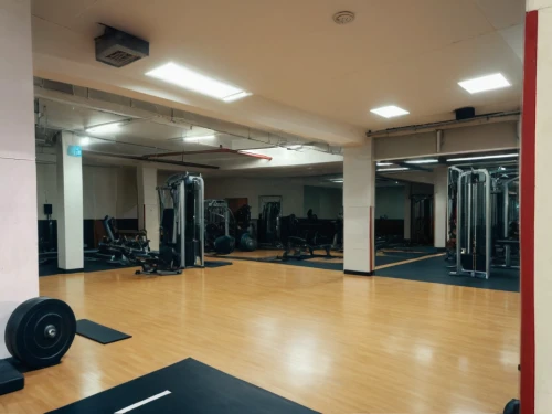 fitness room,fitness center,gymnastics room,leisure facility,bodypump,recreation room,circuit training,strength athletics,fitness coach,gym,exercise equipment,facility,gymnasium,security lighting,indoor games and sports,sport venue,track lighting,strength training,workout equipment,free weight bar