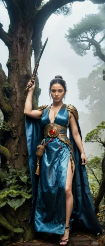 warrior woman,mother earth statue,pocahontas,mulan,fae,fantasy woman,female warrior,blue enchantress,wood elf,girl with tree,shamanism,mother earth,diorama,the enchantress,ballerina in the woods,elven,fantasy picture,asian costume,avatar,shaman