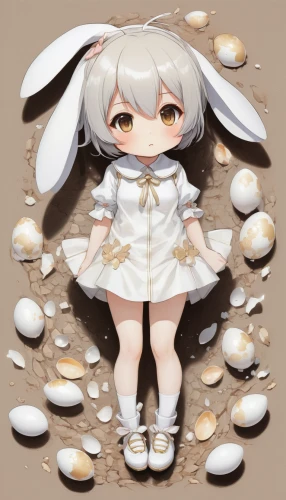 cocoa,piko,white eggs,quail eggs,white bunny,kusa mochi,rice ball,macaroon,sea foam,cream bun,chocolate marshmallow,quail egg,lots of eggs,cream puff,macaron,poi,matsutake,egg shell break,female hares,desert cottontail,Illustration,Japanese style,Japanese Style 10