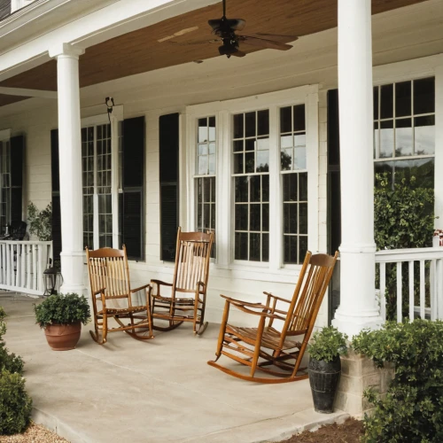 patio furniture,outdoor table and chairs,outdoor furniture,porch swing,porch,garden furniture,windsor chair,plantation shutters,outdoor dining,outdoor table,seating furniture,antique furniture,rocking chair,wooden decking,white picket fence,outdoor bench,baluster,wood deck,californian white oak,veranda,Illustration,Retro,Retro 06