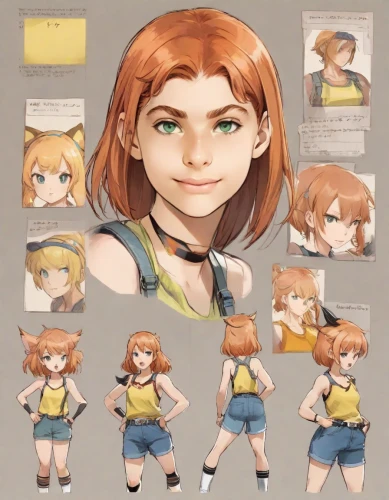 cinnamon girl,nora,studies,chara,clementine,study,character animation,concept art,daisy,girl in overalls,girl studying,game character,child girl,schoolgirl,pieces of orange,a uniform,main character,misty,marguerite,overalls