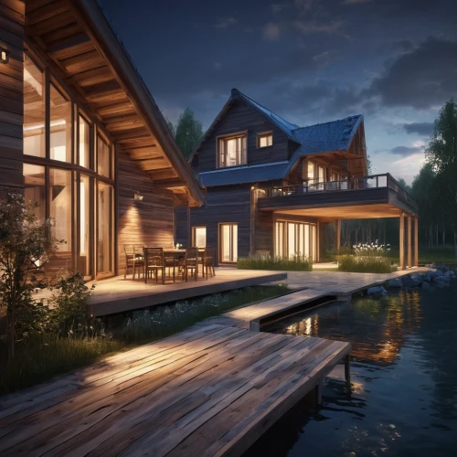 3d rendering,house by the water,floating huts,house with lake,render,summer cottage,chalet,luxury property,boathouse,wooden house,timber house,the cabin in the mountains,wooden decking,new england style house,luxury home,3d rendered,eco-construction,beautiful home,dunes house,3d render,Photography,Artistic Photography,Artistic Photography 15