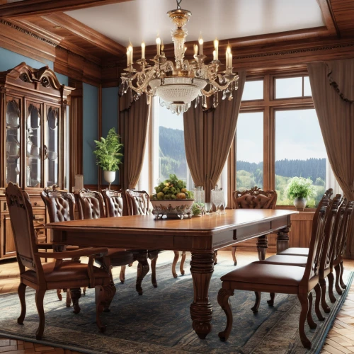 dining room table,china cabinet,breakfast room,dining room,kitchen & dining room table,dining table,victorian table and chairs,antique furniture,luxury home interior,billiard room,family room,ornate room,antique table,conference table,danish room,great room,kitchen table,interior decor,hardwood floors,furniture,Photography,General,Realistic