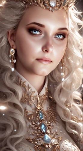 white rose snow queen,the snow queen,fantasy portrait,ice princess,elven,ice queen,fairy tale character,fantasy art,miss circassian,diadem,fairy queen,golden crown,priestess,celtic queen,elsa,gold filigree,filigree,suit of the snow maiden,bridal jewelry,jeweled