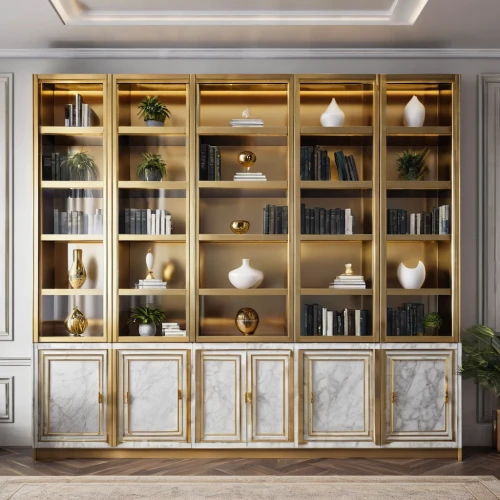 china cabinet,cabinets,cabinetry,armoire,pantry,kitchen cabinet,sideboard,gold stucco frame,room divider,kitchen design,metal cabinet,bookcase,storage cabinet,cupboard,cabinet,gold wall,tv cabinet,bookshelves,hinged doors,under-cabinet lighting,Photography,General,Realistic