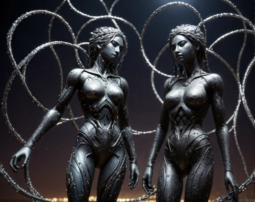 bronze figures,statues,garden statues,gemini,the three graces,steel sculpture,biomechanical,capricorn mother and child,wire sculpture,sirens,lady justice,sculptures,zodiac sign gemini,medusa,mother earth statue,meridians,cybernetics,sculpt,bronze sculpture,justitia