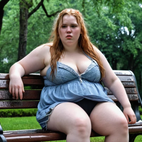 plus-size model,plus-size,woman sitting,girl sitting,park bench,female model,depressed woman,fat,girl in overalls,thick and stupid,plus-sized,in the park,gordita,cross legged,in seated position,bench chair,cross-legged,senior photos,beautiful young woman,bench