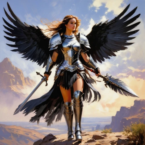 archangel,female warrior,the archangel,dark angel,harpy,death angel,heroic fantasy,warrior woman,imperial eagle,black angel,athena,angelology,angel wing,business angel,uriel,guardian angel,falconer,angel,winged,angels of the apocalypse,Conceptual Art,Oil color,Oil Color 09