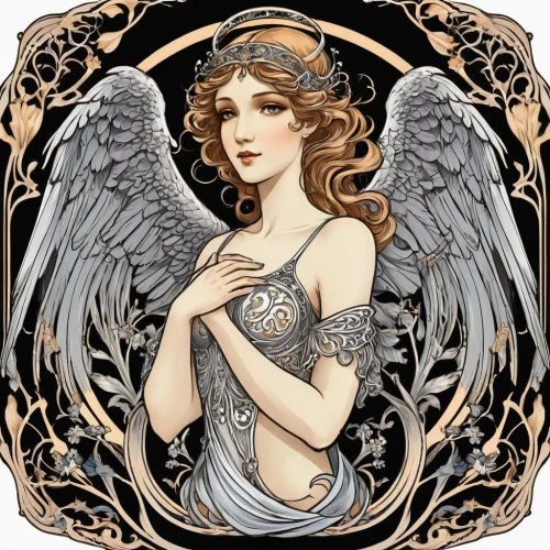 vintage angel,horoscope libra,the angel with the veronica veil,uriel,cupido (butterfly),baroque angel,zodiac sign libra,harpy,virgo,zodiac sign gemini,angel wings,the zodiac sign pisces,angel girl,angelology,business angel,angel wing,art nouveau,winged heart,angel,love angel,Illustration,Retro,Retro 13