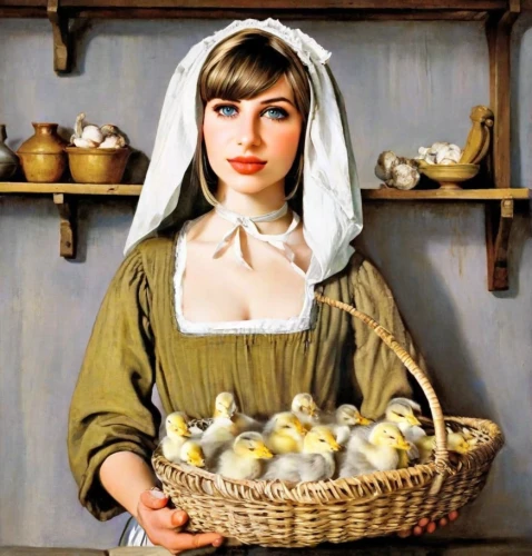 girl with bread-and-butter,quail eggs,eggs in a basket,garlic bulbs,milkmaid,boiled eggs,cultivated garlic,emile vernon,woman holding pie,basket of apples,breadbasket,woman with ice-cream,deviled eggs,goose eggs,pelmeni,european gooseberries,sorbian easter eggs,bocconcini,gooseberries,white eggs