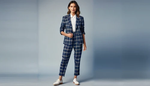 menswear for women,blue checkered,chequered,pantsuit,suit trousers,autumn plaid pattern,checkered,checkered floor,light plaid,men's suit,navy suit,woman in menswear,women's clothing,plaid paper,jumpsuit,women clothes,jeans pattern,checkered background,ladies clothes,denim jumpsuit,Photography,General,Realistic