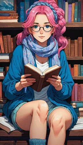 librarian,bookworm,girl studying,scholar,reading glasses,reading,bookstore,book store,tutor,study,reading owl,academic,book glasses,books,read a book,author,child with a book,bookshop,tea and books,little girl reading,Illustration,Japanese style,Japanese Style 06