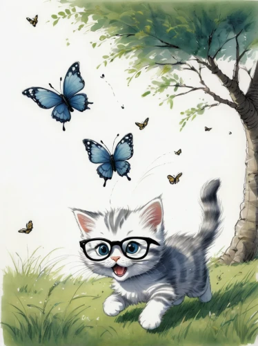 chasing butterflies,butterfly clip art,cat cartoon,watercolor cat,cartoon cat,butterfly day,birman,cat drawings,butterfly background,blue butterfly background,drawing cat,blue butterflies,papillon,cute cartoon image,tea party cat,cat sparrow,cat frame,butterflies,moths and butterflies,scrapbook clip art,Illustration,Black and White,Black and White 08