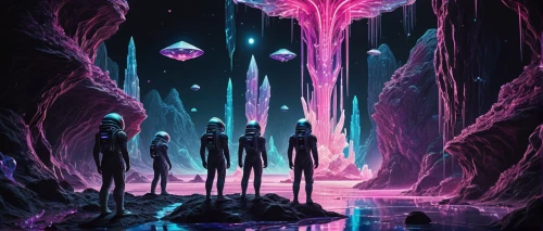 alien world,travelers,chasm,alien planet,crystals,dimensional,hex,nebula 3,guards of the canyon,dimension,valerian,sci fiction illustration,astral traveler,ice planet,space art,neon ghosts,vast,inner space,diamond lagoon,exo-earth,Conceptual Art,Sci-Fi,Sci-Fi 13