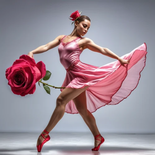 valentine day's pin up,flamenco,valentine pin up,ballerina,ballerina girl,ballet dancer,majorette (dancer),girl ballet,love dance,way of the roses,ballet,ballet master,ballet pose,with roses,spray roses,carolina rose,twirl,ballet don quijote,pink rose,hip rose,Photography,General,Realistic