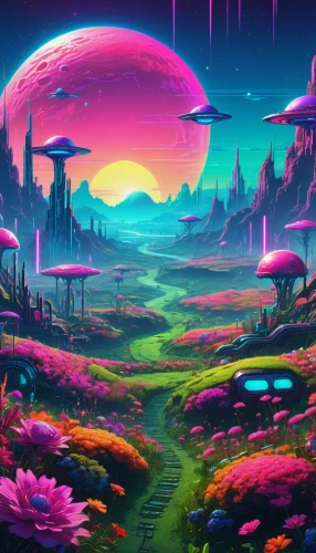 futuristic landscape,mushroom landscape,fantasy landscape,alien planet,alien world,cosmos field,virtual landscape,3d fantasy,purple landscape,cosmos,planet alien sky,vast,scifi,fantasy picture,planet,lunar landscape,fairy world,space art,dream world,gas planet,Conceptual Art,Sci-Fi,Sci-Fi 27