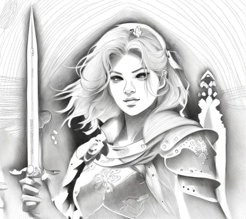 fantasy portrait,swordswoman,female warrior,callisto,the snow queen,warrior woman,digital drawing,joan of arc,digital art,celtic queen,fantasy woman,cybele,lotus art drawing,digital artwork,ice queen,white rose snow queen,heroic fantasy,elven,artemisia,angel line art,Design Sketch,Design Sketch,Character Sketch