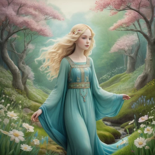 rapunzel,fantasy portrait,fantasy picture,rosa 'the fairy,fairy tale character,elsa,faerie,fairy queen,fantasia,faery,fantasy art,jessamine,cinderella,elven flower,fae,rosa ' the fairy,the enchantress,celtic woman,girl in flowers,mystical portrait of a girl,Illustration,Abstract Fantasy,Abstract Fantasy 06