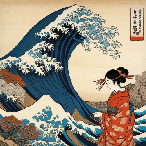 cool woodblock images,japanese waves,woodblock prints,japanese wave,japanese art,japanese wave paper,the wind from the sea,tsunami,oriental painting,honzen-ryōri,soba,god of the sea,shakuhachi,the sea maid,rogue wave,sea god,geisha,japanese culture,ebi no shioyaki,tsukemono,Art,Artistic Painting,Artistic Painting 05