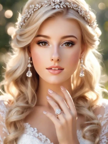 bridal jewelry,bridal accessory,blonde in wedding dress,bridal clothing,bridal dress,bridal,wedding dresses,romantic look,princess crown,wedding dress,romantic portrait,silver wedding,bride,wedding gown,diamond jewelry,beautiful young woman,diadem,golden weddings,jeweled,debutante