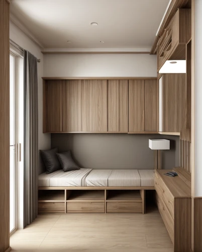 room divider,modern room,3d rendering,render,canopy bed,dormitory,sleeping room,bedroom,cabinetry,japanese-style room,guestroom,archidaily,interior modern design,3d render,search interior solutions,guest room,contemporary decor,wooden mockup,danish room,3d rendered