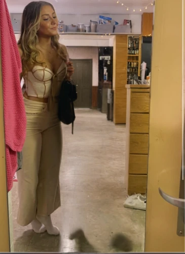 dressing room,mariah carey,lisaswardrobe,changing rooms,changing room,fashionista,tracksuit,serving,bts,in the mirror,toni,video scene,pantsuit,see-through clothing,business woman,sweetener,full length,a woman,commercial,wig