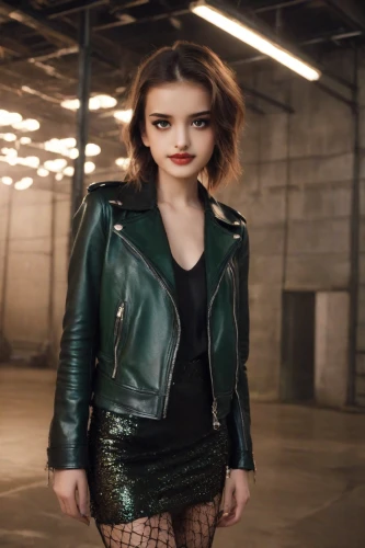 leather jacket,leather,arrow set,harley,black leather,latex clothing,jacket,catwoman,leather boots,concrete background,leather texture,bolero jacket,piper,latex,veronica,super heroine,clary,green jacket,green screen,banks,Photography,Natural