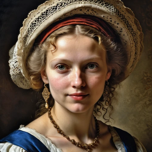 portrait of a girl,vintage female portrait,girl portrait,portrait of a woman,woman portrait,young woman,girl with a pearl earring,girl with cloth,girl wearing hat,girl with bread-and-butter,girl in a historic way,beautiful bonnet,romantic portrait,bougereau,woman's hat,girl in cloth,young lady,portrait photographers,portrait of christi,franz winterhalter,Photography,General,Realistic