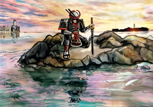 exploration of the sea,rock fishing,sea god,fisherman,adventurer,lone warrior,dusk background,god of the sea,dead pool,imperial shores,coral guardian,sea landscape,the endless sea,art background,fishing,lifejacket,ocean background,sea man,background with stones,divemaster