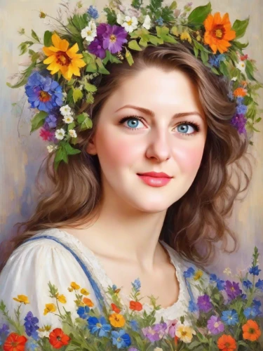 beautiful girl with flowers,girl in flowers,flower crown of christ,girl in a wreath,wreath of flowers,flowers png,romantic portrait,fantasy portrait,mystical portrait of a girl,young woman,floral wreath,portrait of a girl,splendor of flowers,blooming wreath,flower girl,celtic woman,emile vernon,girl picking flowers,girl in the garden,flower painting