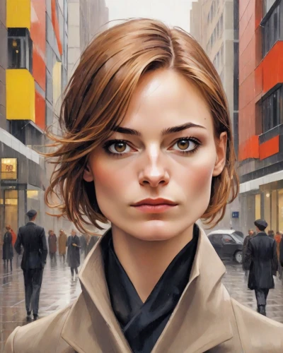 city ​​portrait,world digital painting,oil painting on canvas,pedestrian,oil painting,a pedestrian,white-collar worker,portrait background,girl portrait,overcoat,artist portrait,portrait of a girl,sci fiction illustration,woman thinking,digital painting,woman portrait,sprint woman,the girl's face,woman in menswear,art painting,Digital Art,Poster