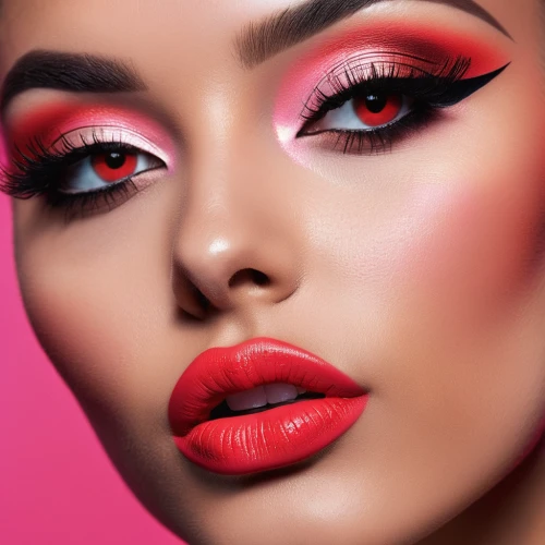 neon makeup,women's cosmetics,retouching,hot pink,cosmetics,bright pink,expocosmetics,makeup artist,deep pink,vintage makeup,pink beauty,eyes makeup,lip liner,retouch,red tones,rouge,makeup,beauty face skin,airbrushed,cosmetic,Photography,General,Realistic