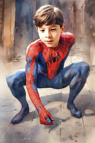 peter,spiderman,spider-man,peter i,spider man,spider,superhero background,webs,kid hero,webbing,spider bouncing,children's background,spider the golden silk,autistic,arachnid,in photoshop,marvels,world digital painting,boy,comicbook,Digital Art,Watercolor