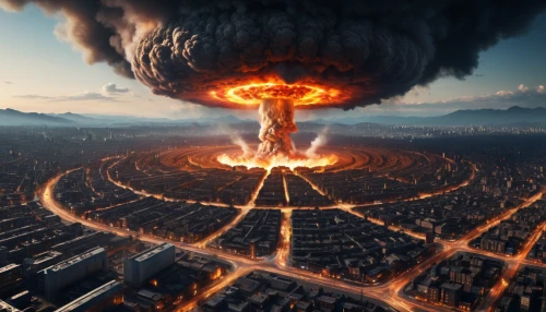 nuclear explosion,doomsday,apocalyptic,destroyed city,detonation,explosion destroy,armageddon,atomic bomb,the conflagration,burning earth,mushroom cloud,environmental destruction,explosion,explode,post-apocalyptic landscape,apocalypse,exploding,nuclear bomb,city in flames,ring of fire,Photography,General,Sci-Fi