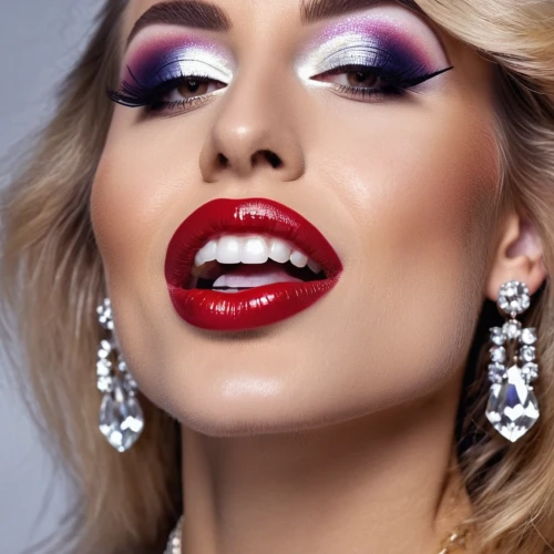 vintage makeup,jeweled,cosmetic dentistry,retouching,women's cosmetics,make-up,neon makeup,rhinestones,makeup artist,lip liner,gloss,makeup,retouch,red lipstick,airbrushed,glamour,make up,eyes makeup,red lips,expocosmetics,Photography,General,Realistic