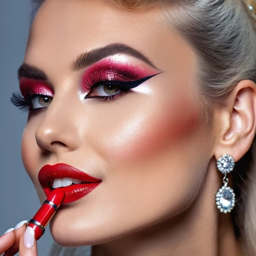 women's cosmetics,neon makeup,makeup artist,vintage makeup,lip liner,gloss,retouching,expocosmetics,havana brown,makeup,red russian,make-up,cosmetics,bright red,rouge,diamond red,red throat,glamorous,beauty face skin,maraschino,Photography,General,Realistic