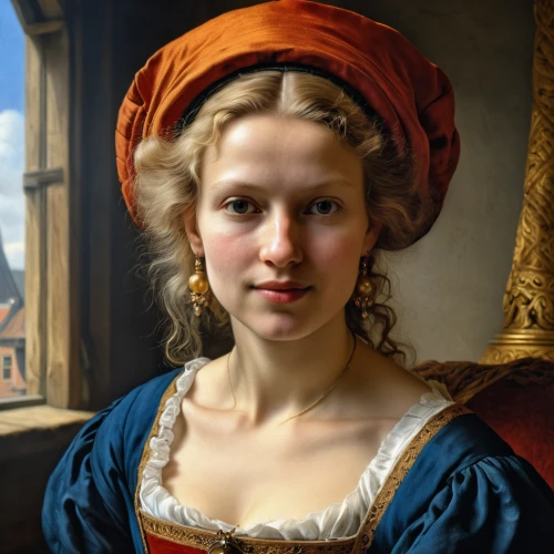portrait of a girl,girl with a pearl earring,portrait of a woman,girl in a historic way,girl portrait,young woman,woman portrait,girl with cloth,romantic portrait,bougereau,girl with bread-and-butter,portrait of christi,young lady,artist portrait,woman's face,mystical portrait of a girl,girl wearing hat,flemish,female portrait,girl in cloth,Photography,General,Realistic