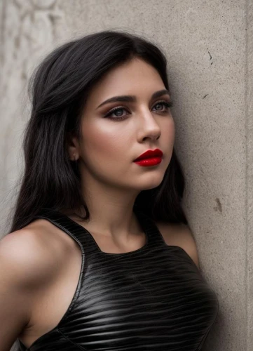 red lips,red lipstick,elegant,iranian,femme fatale,in a black dress,latina,semi-profile,beautiful young woman,dua lipa,sofia,lip,model beauty,persian,attractive woman,romanian,sexy woman,mexican,fierce,black dress,Common,Common,Photography