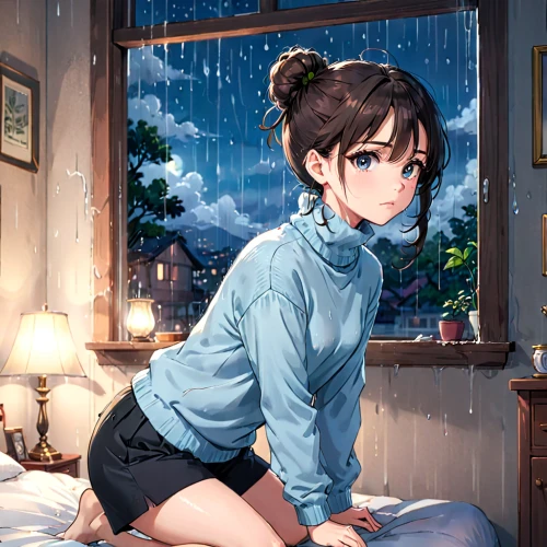 rainy,in the rain,umbrella,rainy day,in the snow,pajamas,winter clothing,winter background,winter clothes,rainy weather,snowfall,rain,blue rain,after the rain,summer umbrella,miku maekawa,winter dress,mikuru asahina,night snow,after rain,Anime,Anime,Traditional