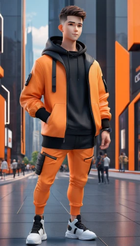 high-visibility clothing,tracksuit,3d render,3d model,cinema 4d,3d rendered,orange,3d man,3d figure,fresh orange,orange jasmines,b3d,ken,pyro,stylized,cartoon ninja,mini e,syndrome,defense,nemo,Unique,3D,3D Character